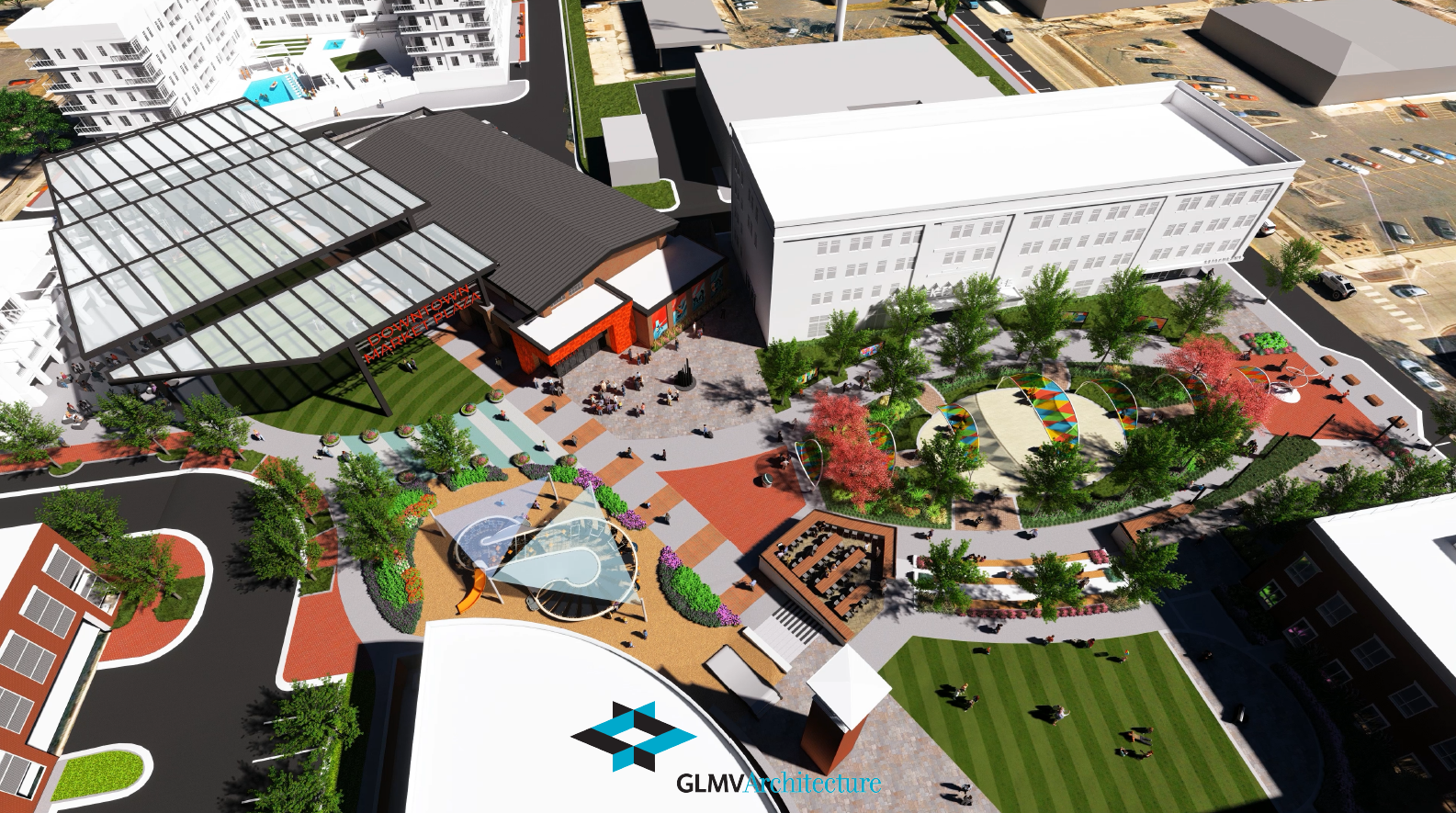 downtown market plaza retail rendering